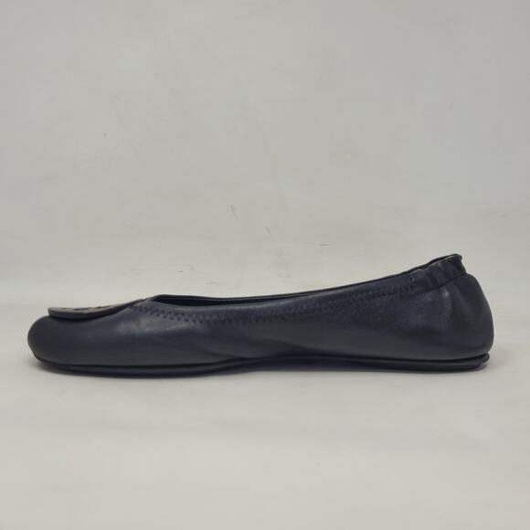 Tory Burch Flats Womens 7M Black Leather Minnie Ballet Comfort Double T Sip On - Picture 6 of 13